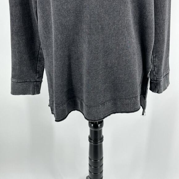 Pilcro Anthropologie Shirt Large Washed Black Split Hem Long Sleeve Tunic Comfy - Picture 5 of 16
